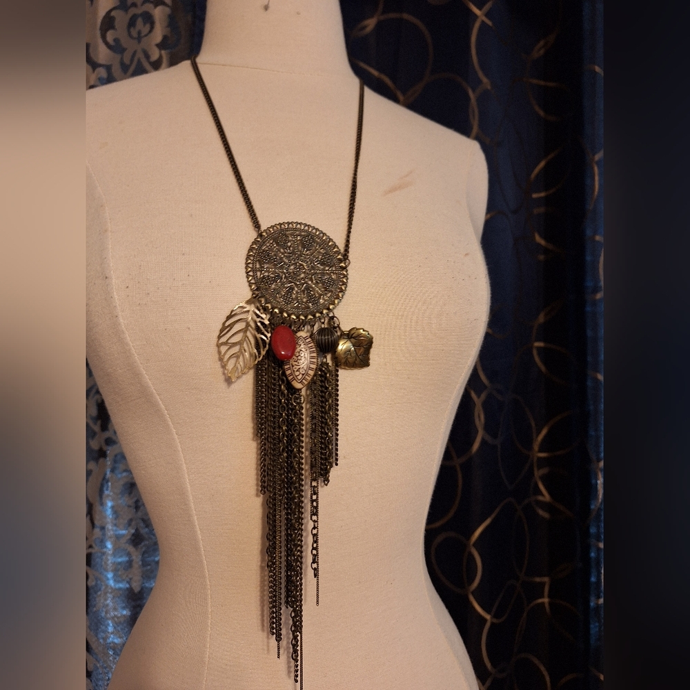 Boho Long Tassle multistrand color beaded 22" necklace